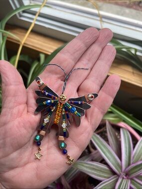 Liztech Handmade Lg Papillon Moth Butterfly Insect Pin Brooch Vtg 2002 Artisan
